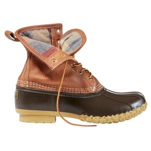 LL BEAN MENS 8” BEAN BOOTS CHAMOIS LINED TAN / BROWN / GUM SZ 7